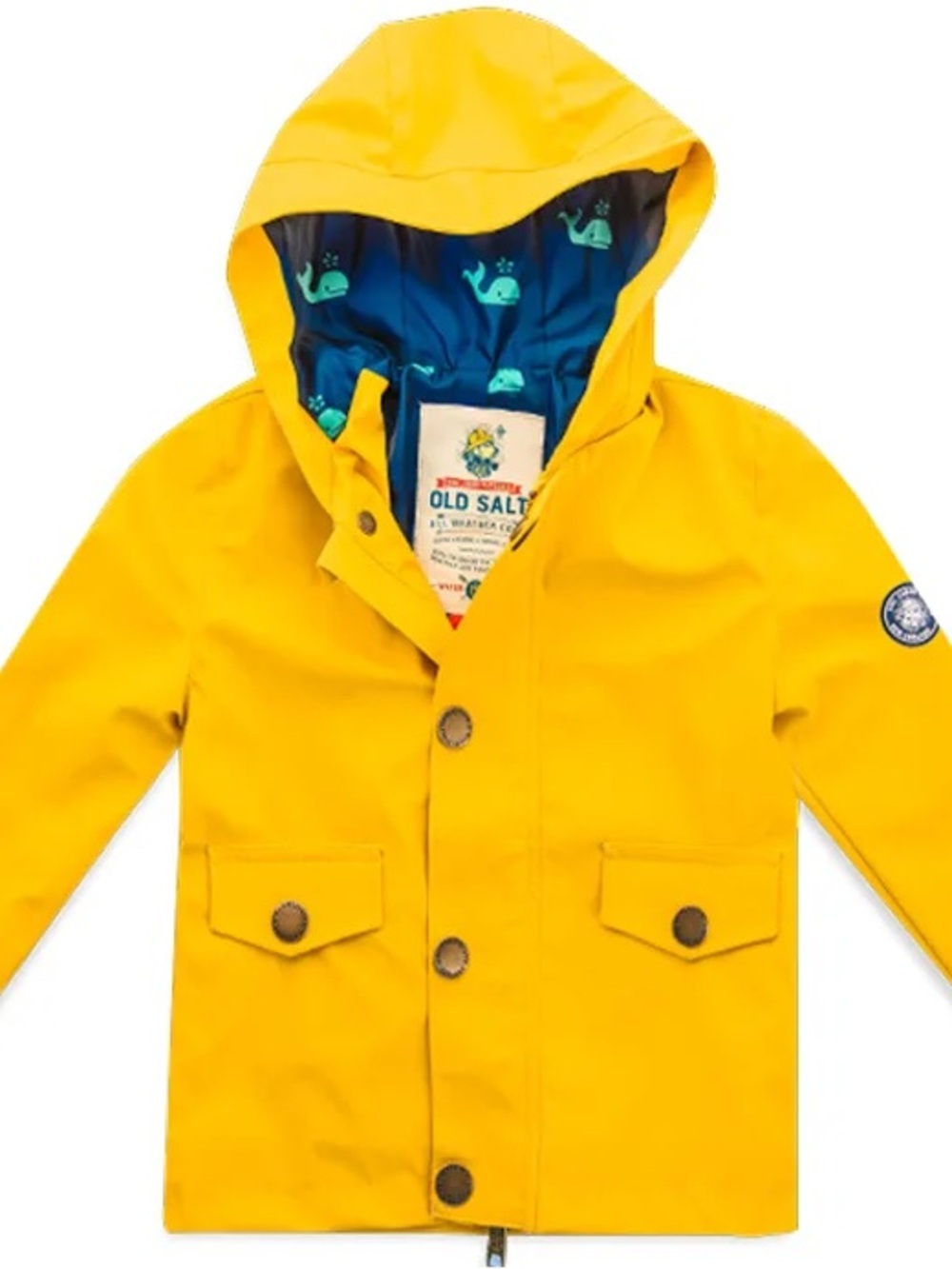 Kiel James Patrick Kids' Yellow Hooded Raincoat with Whale-Print Lining